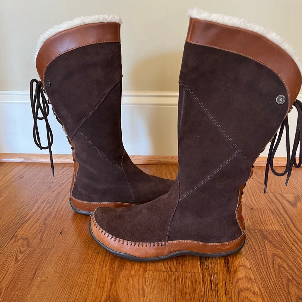 The North Face Janeyā Brown Suede Leather Trim Insulated Winter Boots